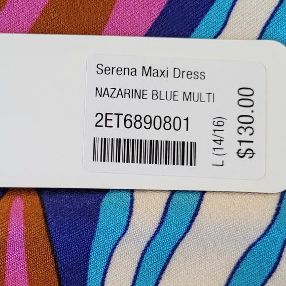 NWT Soft Surroundings Serena Maxi Dress Floral Slits Stretch Size L Blue Multi - Picture 9 of 12